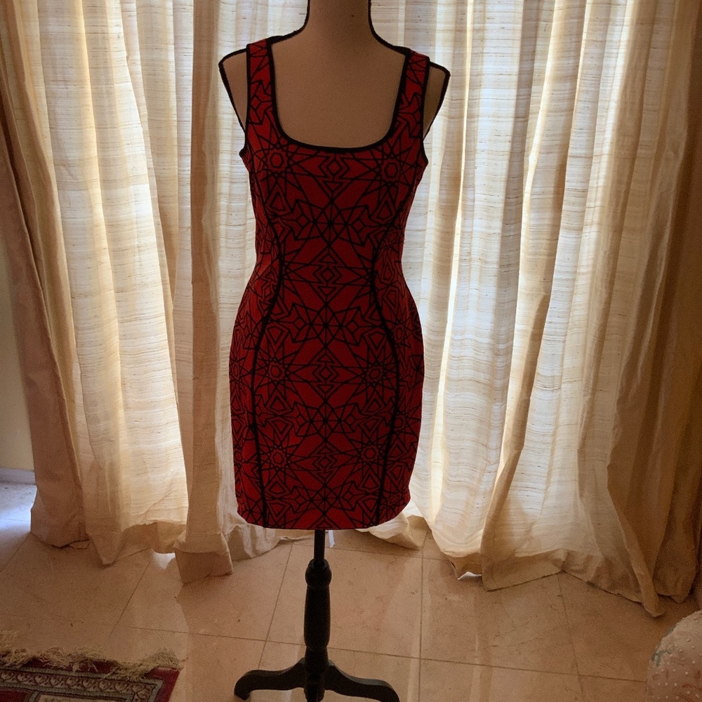 Lotus red and black dress